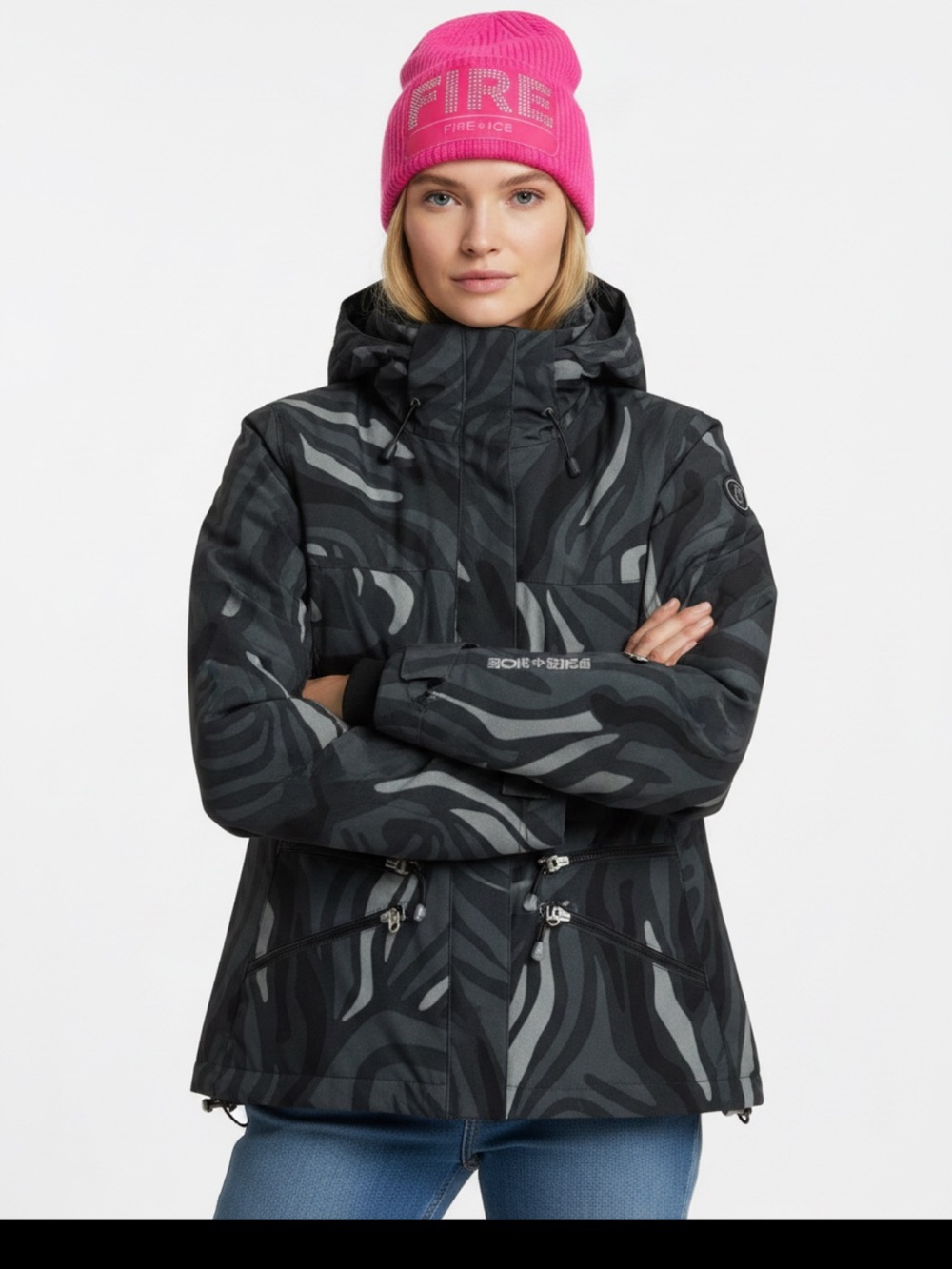 Bogner Women's Dark Charcoal Patterned Ski Jacket